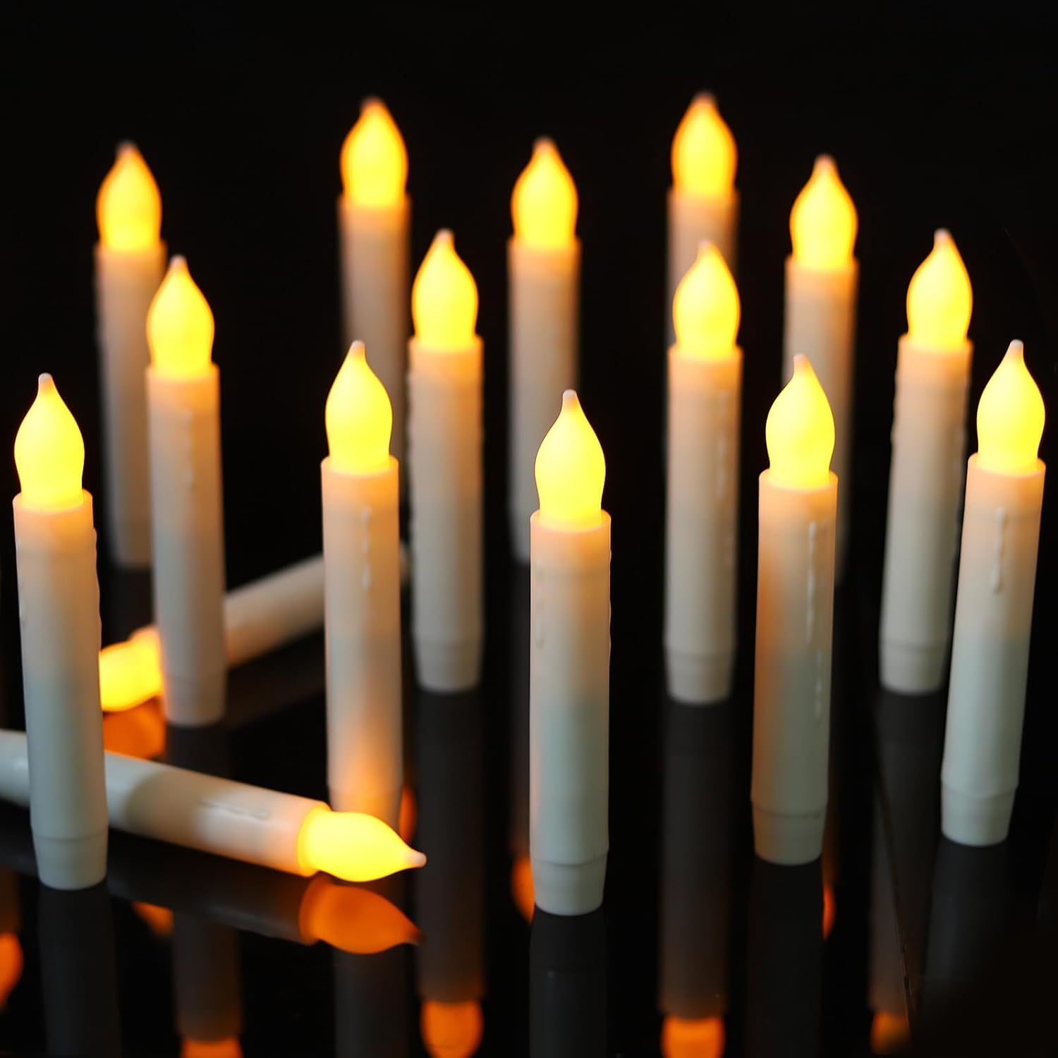 MUMCHASI Flameless Candles - Battery Operated Flickering LED Taper Candlesticks | 6-Inch, 12-Pack for Weddings & Decor