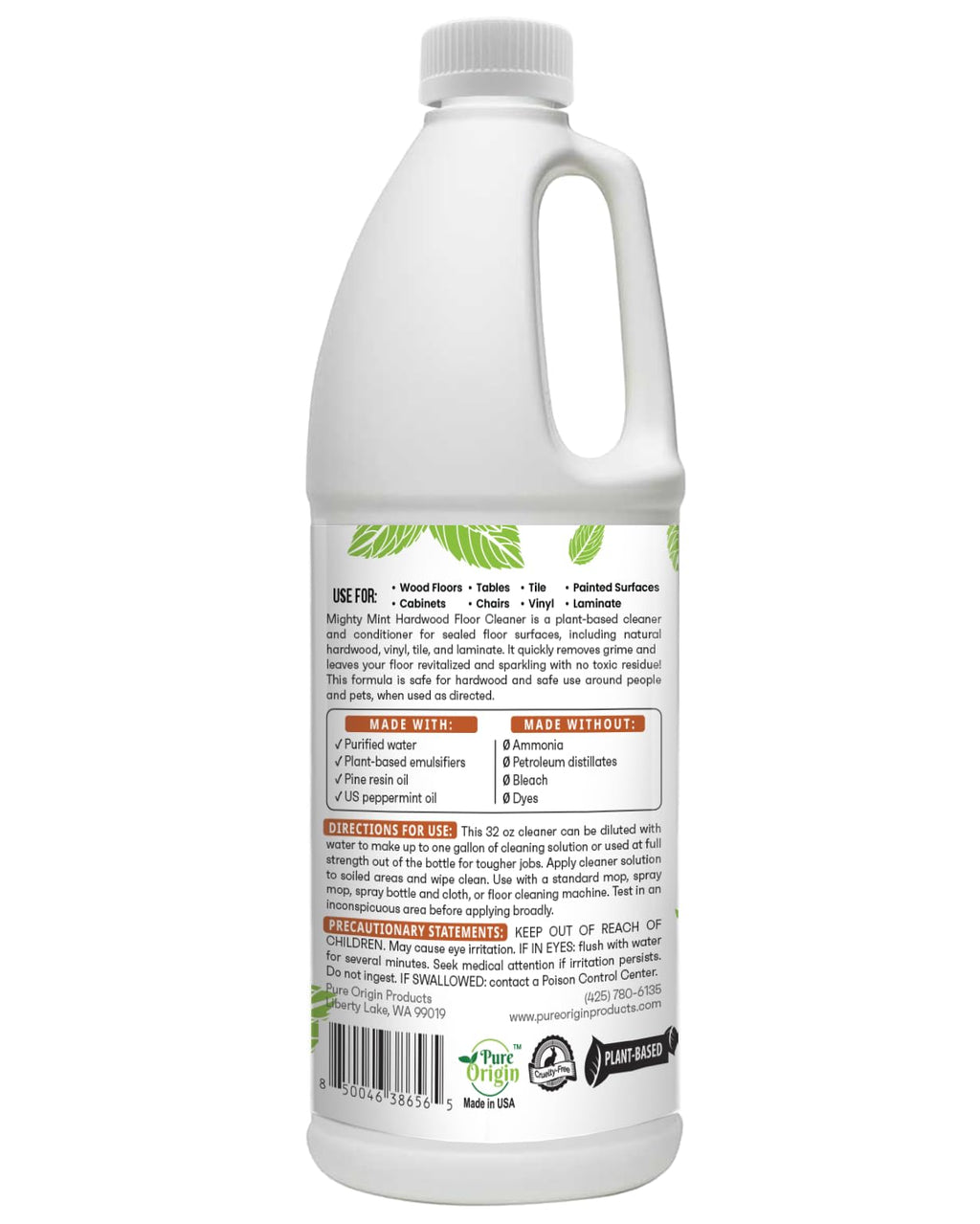 Mighty Mint Hardwood Floor Cleaner, Ready-to-Use with Mops and Sprayers, Natural Mint Scent, 32oz