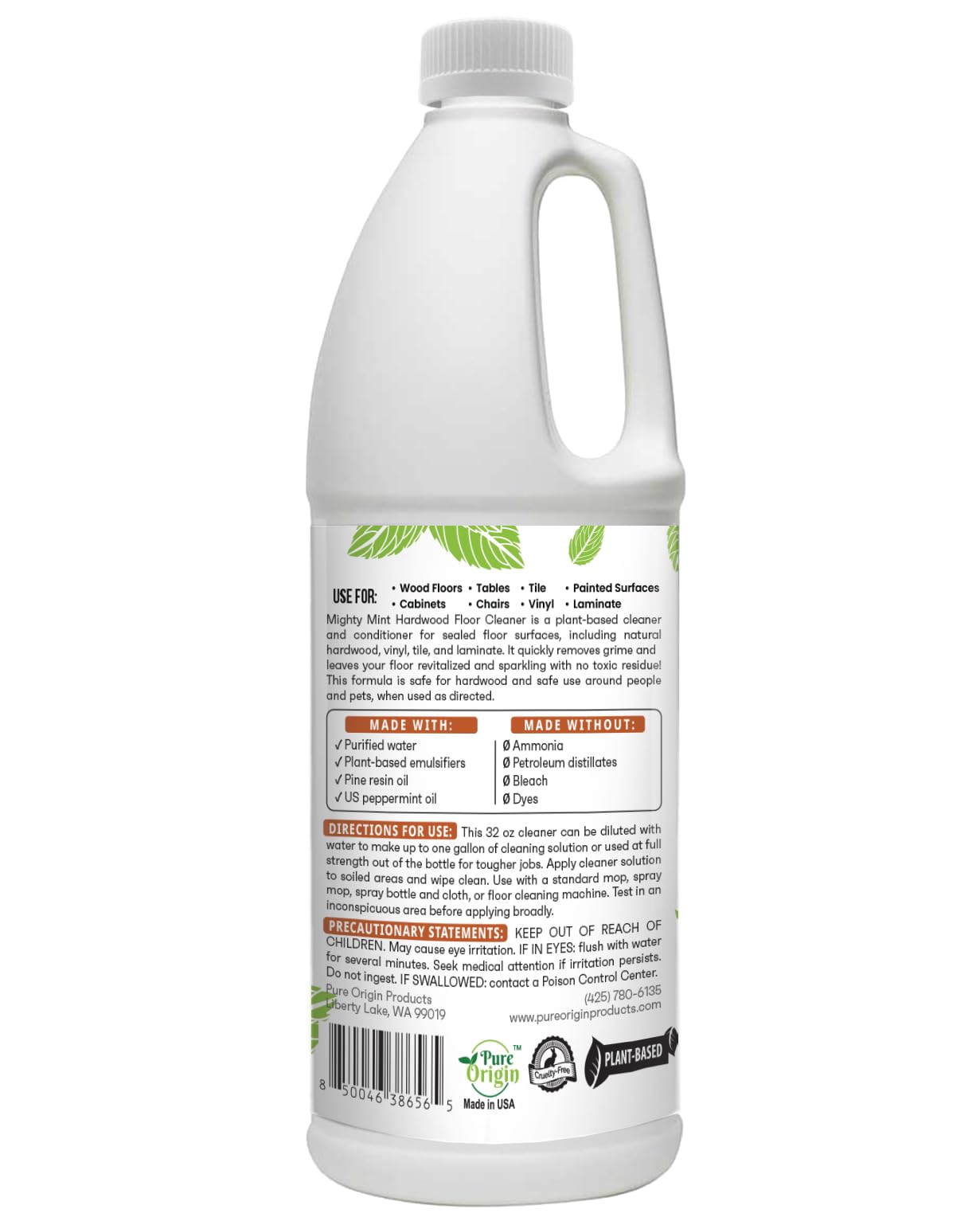 Mighty Mint Hardwood Floor Cleaner, Ready-to-Use with Mops and Sprayers, Natural Mint Scent, 32oz