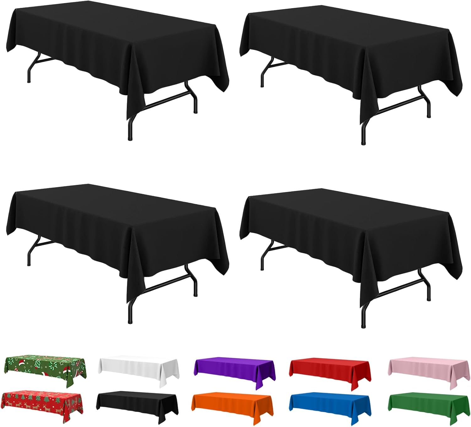 Niuara Rectangle Tablecloth - Black Plastic Disposable Table Cover | 54'' x 108'' | 4 Pack for Parties