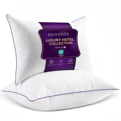 JOLLYVOGUE Pillows King Size Set of 2, Bed Pillow for Side, Back, and Stomach Sleepers, Down Alternative Filled Pillows, Luxury Hotel Quality and Machine Washable, 34" x 17", 2 Pack