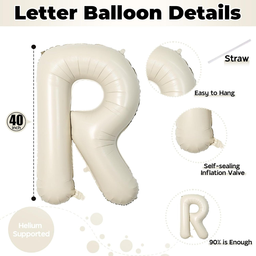 MR & MRS 40-Inch Beige Balloons - Large Cream Foil Letters for Wedding Decor | Ivory Banner for Engagement Party