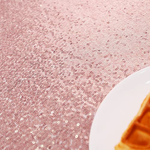 Nanbowang Pink Sequin Tablecloth - 15 x 8 Inches Rectangular Party Cover