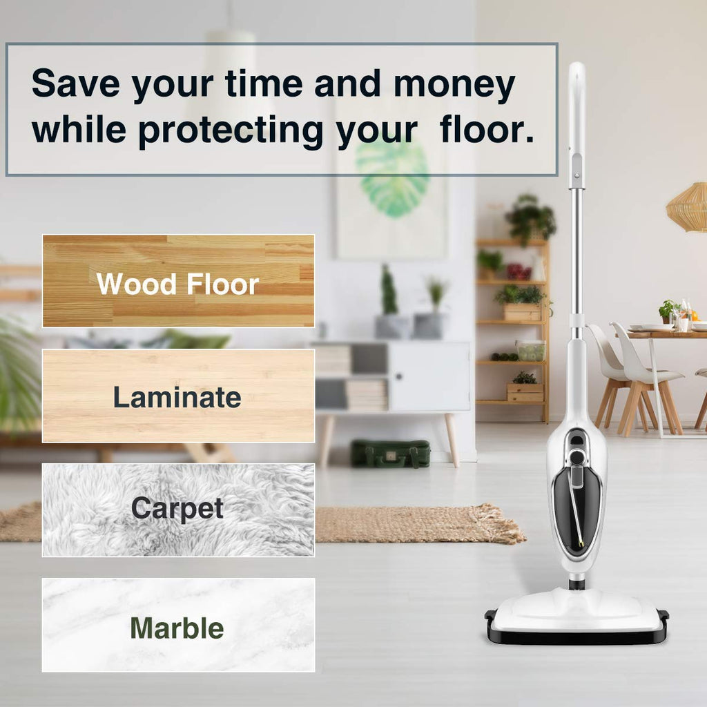 Steam Mop for Hardwood Cleaning, Steam Cleaner, Multipurpose Adapter Accessories, Floor Steamer, Lightweight, 20ft Power Cord, 2 Pads, 1200W, 300ml Water Capacity, 18 Secs Heat Up by Sandoo, SC1050