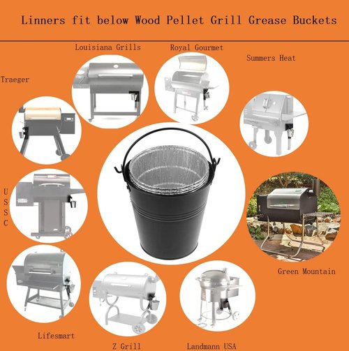 Firsgrill 30-Pack Grease Bucket Liners - Perfect Replacement for Z Grill & Green Mountain Smokers