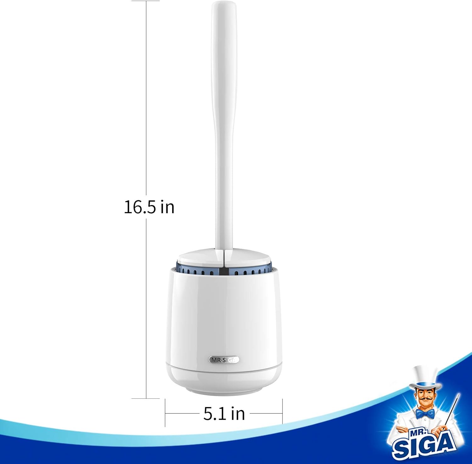 MR.SIGA Toilet Bowl Brush - Premium Quality with Solid Handle & Durable Bristles | White, 1 Pack