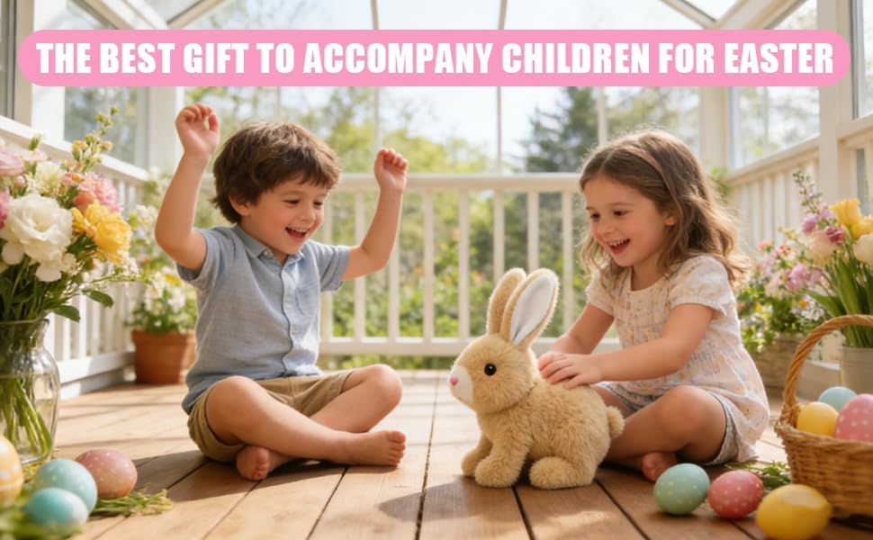 Skiennix Realistic Bunny Toy - Wiggling Ears & Twitching Mouth for Kids | Perfect Easter Gift