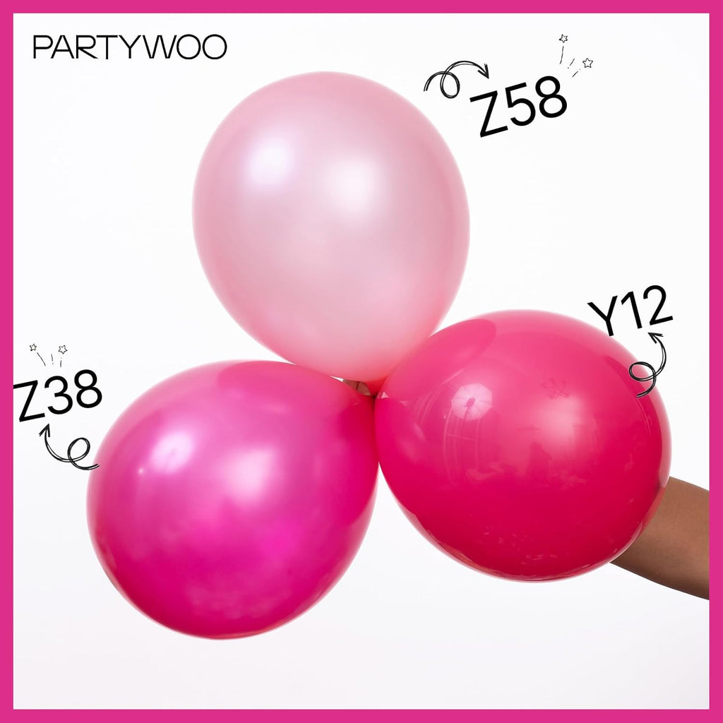 PartyWoo Hot Pink Pearl Balloons - 140pcs in 5-18 Inch Sizes | Perfect for Bridal, Baby Showers & Birthday Parties