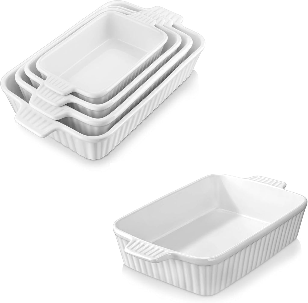 MALACASA Porcelain Casserole Dish Set - Versatile Bakeware Set of 5 (9.5" to 15.6") | Oven Safe