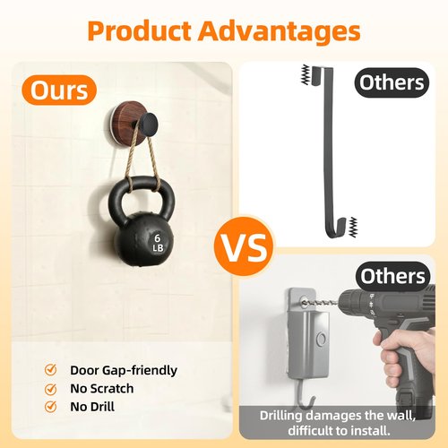 Suction Cup Wreath Hanger, No Drill Reef Hook for for Front Door/Window Glass/Over Door, New Year/Valentine/Easter/July 4th/Halloween/Thanksgiving/Christmas/Spring/Summer/Fall/Winter(Walnut, 2 Pack)
