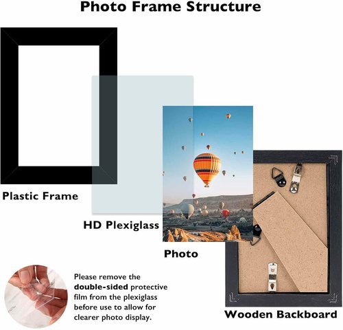 JCJMY Picture Frame - 3.5x5 Black Wall & Tabletop Display | Shatter-Resistant Plexiglass