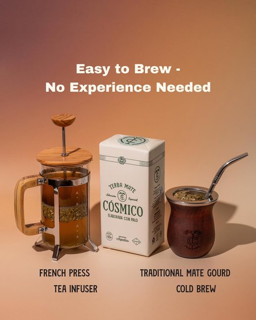 Yerba Mate COSMICO, 2.2 lb, 1 KILO (pack of 2), Premium Loose Leaf Argentine Tea, Gluten-Free, Large Leaf Low Dust Brew, Clean Energy