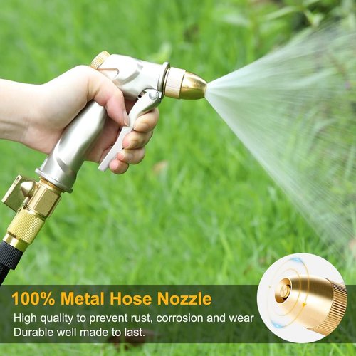 FANHAO Heavy Duty Metal Garden Hose Nozzle - Adjustable Spray Patterns for Watering & Washing
