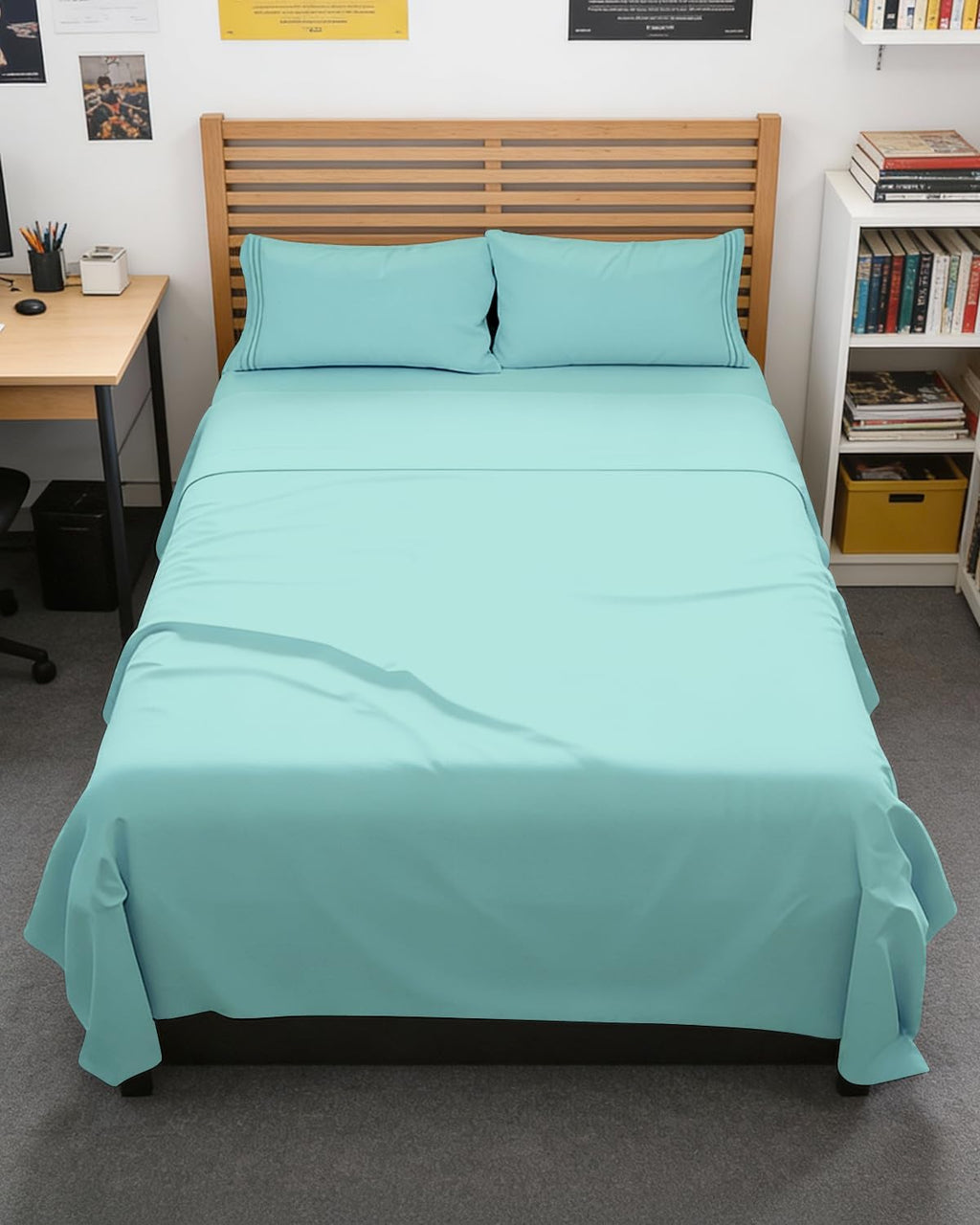 Skiennix Full XL Bed Sheet Set - Soft, Breathable & Cooling 4-Piece Luxury Bedding - Deep Pockets, Spa Blue