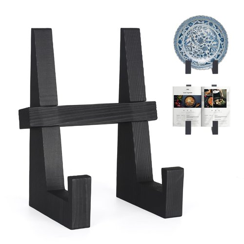 DEBETOOL Wooden Plate Stand for Display - 8.8 Inch Wooden Picture Frame Holder Decorative Tabletop Easel for Plates, Photos, Recipes | Solid Wood Durable & Space-Saving Design
