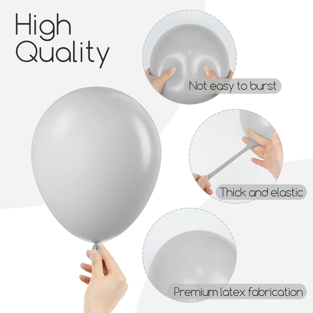 Skiennix Gray Balloon Arch Kit - 120pcs in 5-18 Inch Sizes for Birthday, Baby Shower & Wedding Decor