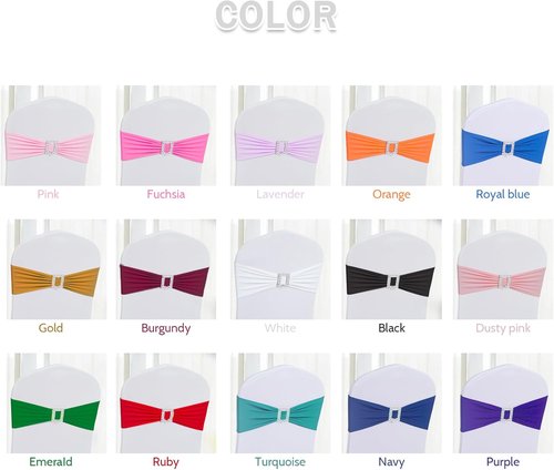 Joccun Spandex Chair Sashes - 30 PCS Stretch Covers with Buckle Slider for Weddings & Events | Pink