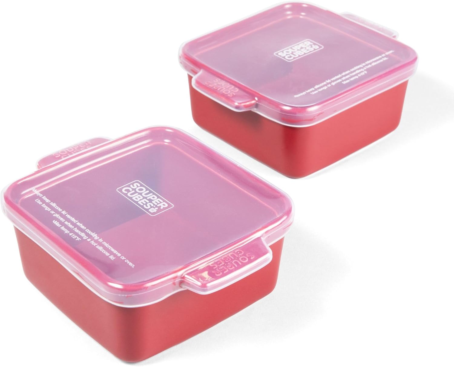 Souper Cubes | 5 x 5 Stoneware Ceramic Baking Dishes with Silicone Covers - Set of 2