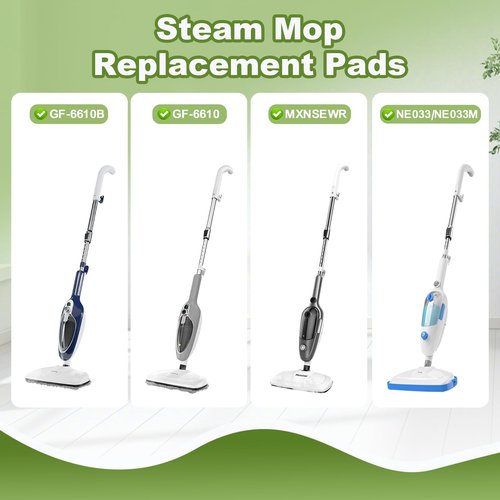 Nicemiya 6 Packs Steam Mop Pads Compatible with GorFanty GF-6610B/GF-6610, Neugo NE033/NE033M & Mxnsewr Steam Mop, Washable & Reusable Replacement Microfiber Cloth