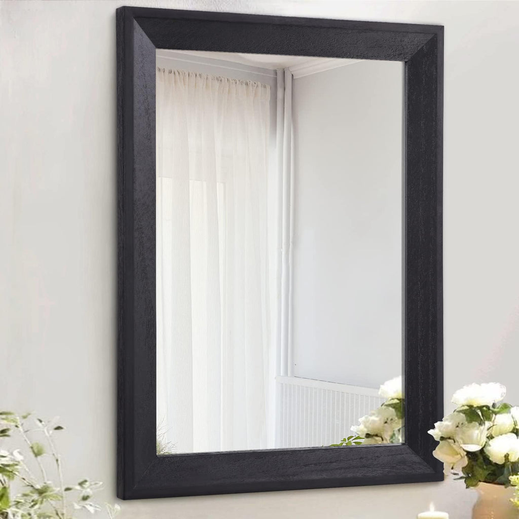 AAZZKANG Black Rectangle Wall Mirror - Decorative Wood Framed Design for Bedroom, Bathroom & Entryway