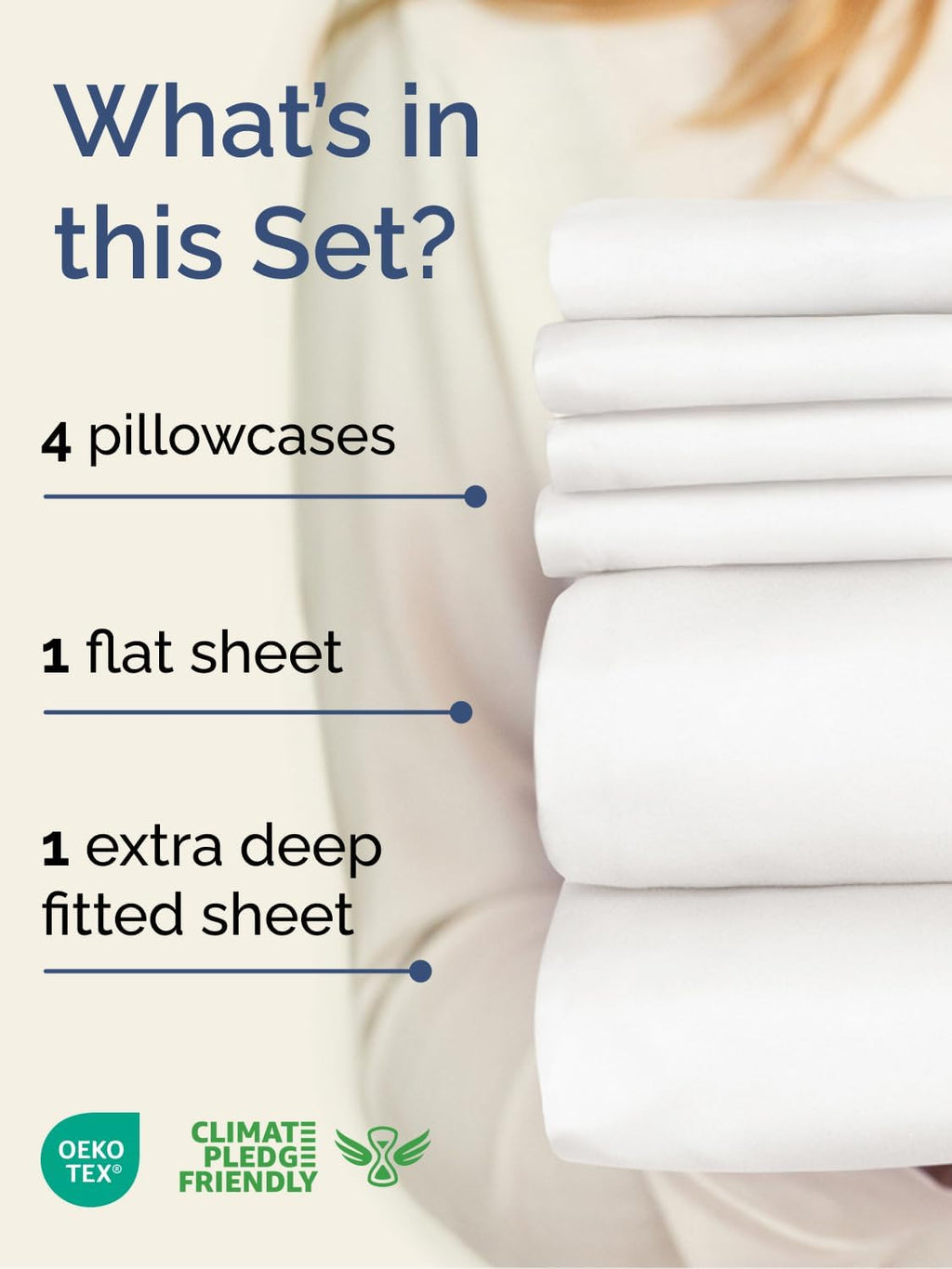Skiennix Extra Deep Full Sheet Set - 6 Piece Breathable Cooling Bedding - Soft, Wrinkle-Free Antique White
