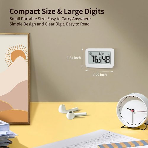 DOOMAY Mini Hygrometer - Digital Indoor Thermometer with Humidity Gauge | 2-Pack for Greenhouse & Baby Room