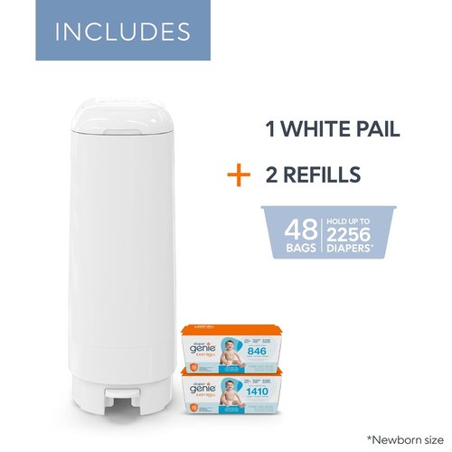 Diaper Genie Signature Gift Set - Easy Roll Refill with 48 Bags | Holds Up to 2256 Newborn Diapers