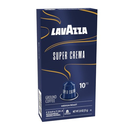 Lavazza Super Crema Capsules - Medium Roast Arabica & Robusta Blend for Nespresso Machines | 10 Count