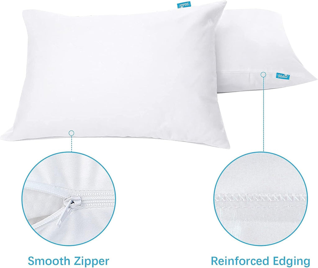 Skiennix Pillow Protector - 100% Waterproof & Noiseless Zipper Cover | Standard Size 20 x 26 Inches, 2 Pack