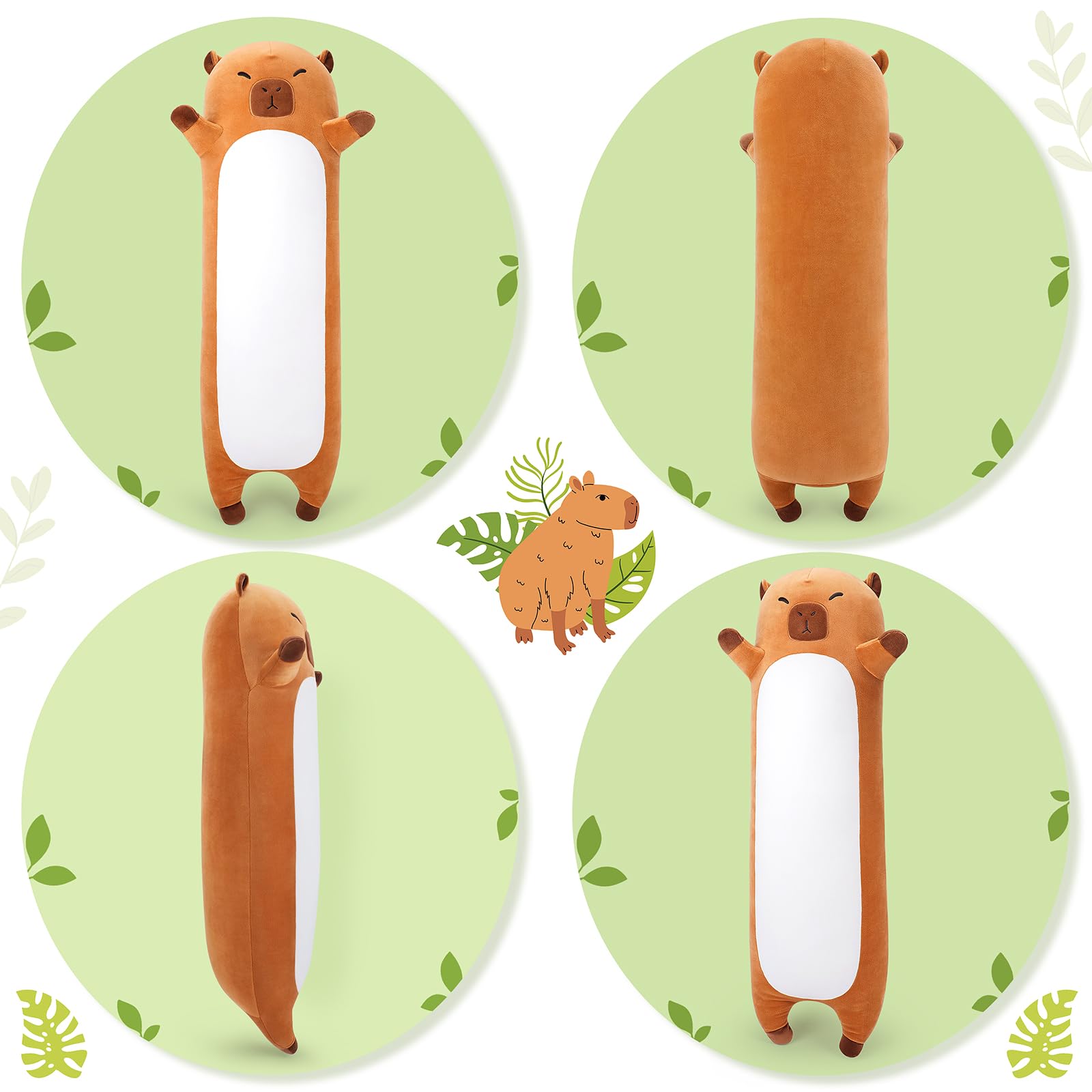 Sprinqdawin Large Capybara Stuffed Animal,33.5” Long Capybara Plush,Cute Plushies Animal Body Pillow,Kawaii Big Plush Toy Animals Gifts,Animals Sleeping Hug Pillow for Kids Adults Birthday