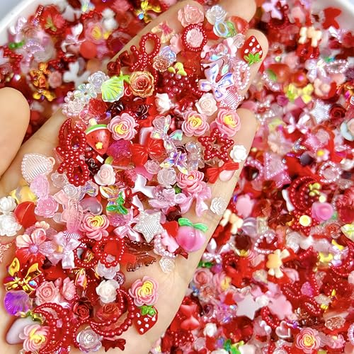 150 Pcs 3D Resin Nail Charms Assorted Flatback Floral and Fruit Gems