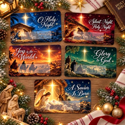 Christian Nativity Christmas Money Holder Set - Religious Holiday Card Decor
