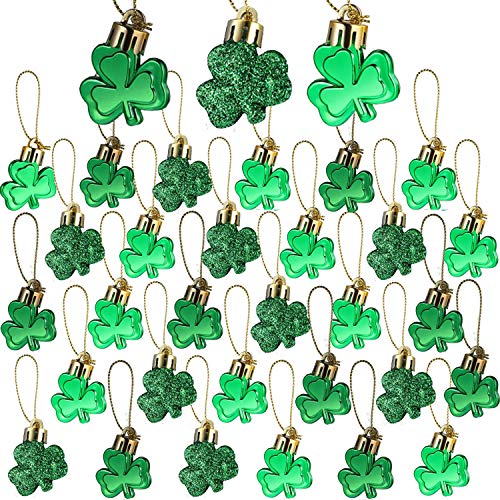 30 PCS St. Patrick's Day Shamrock Ornament Set - Good Luck Clover Decor