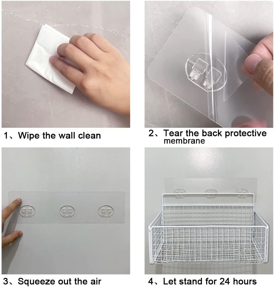 Skiennix Shower Caddy Replacement - Transparent Strong Adhesive Patch for No-Drill Bathroom Storage | 2 Pieces