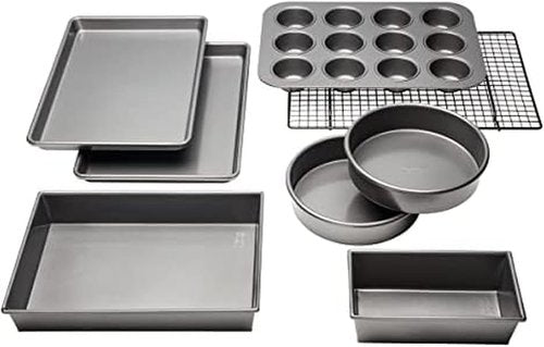 Chicago Metallic Bakeware Set - Professional Non-Stick 8-Piece Collection in Silver