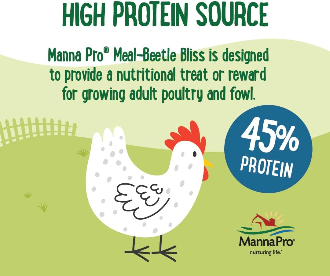 Manna Pro Beetle Bliss Poultry Treat - All-Natural Mealworm & Beetle Blend - 25oz, 45% Protein