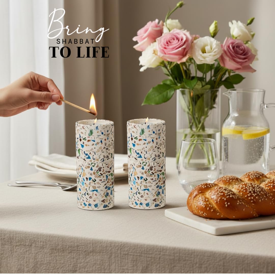 Suri Shabbat Candle Holder - Elegant Metal Candlesticks for Modern Jewish Home Décor | Turquoise Finish