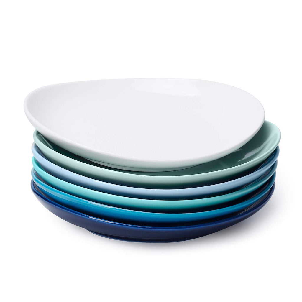Sweese 11 Inch Porcelain Dinner Plates, Set of 6 - Beige, Vitrified China, Curve Collection, Dishwasher Microwave Safe