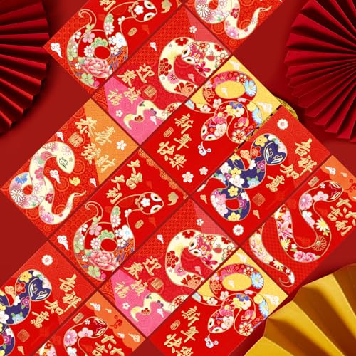 2025 Chinese New Year Red Envelopes - 24 Pack with 6 Designs
