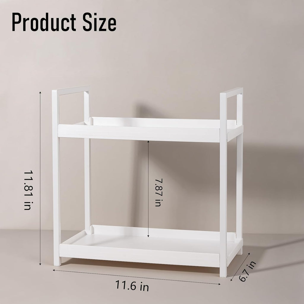 Anyoifax 2-Tier Bathroom Counter Organizer - Vanity Storage Shelf for Makeup & Skincare | Small White