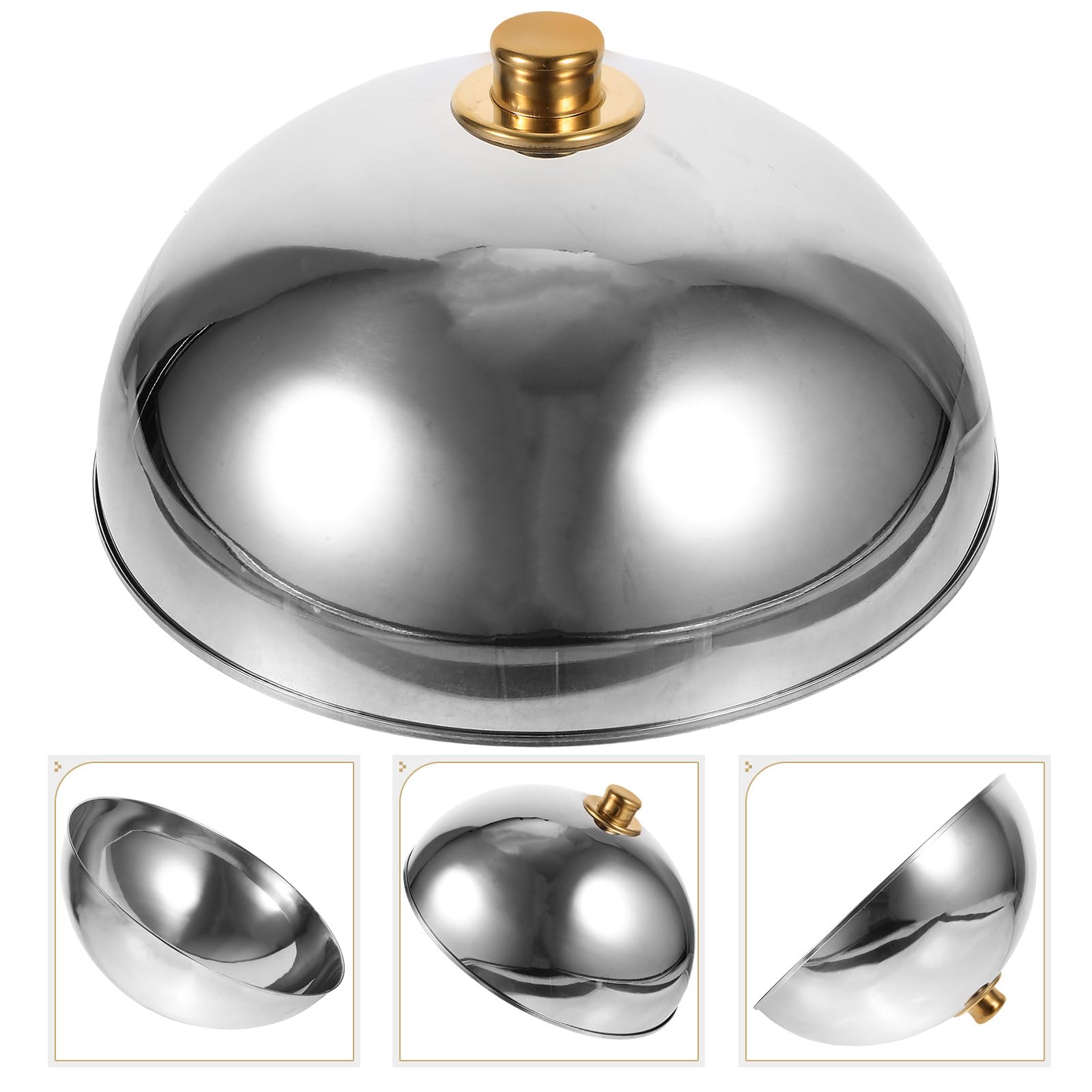 Yardwe Stainless Steel Food Cover Dome 12.59In Round Plate Cover for Home Restaurant Outdoor Use Heat Retention and Food Freshness