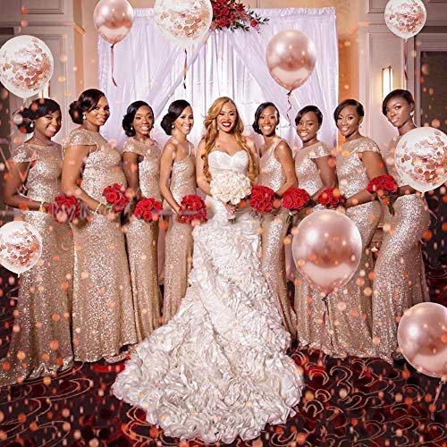 Rose Gold Metallic and Confetti Latex Balloons 50 Pack for Party Decor