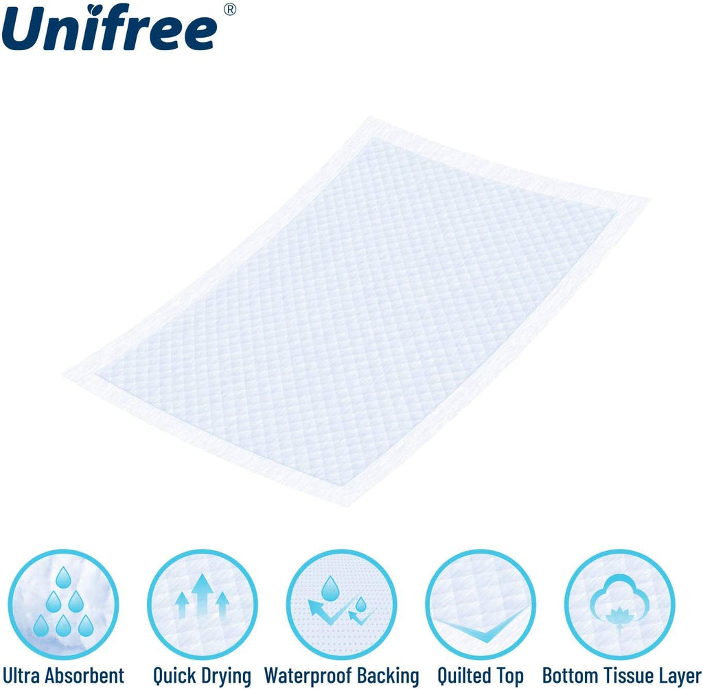 Unifree Disposable Underpads - Super Absorbent Incontinence Bed Pads | 40 Count, XXL 36x36 Inch, Blue