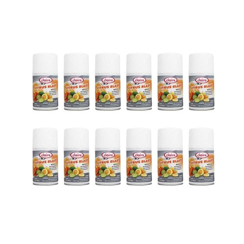 Claire C-112 Citrus Splash Metered Air Freshener Aerosol Can, 7 Ounce (Pack of 12)