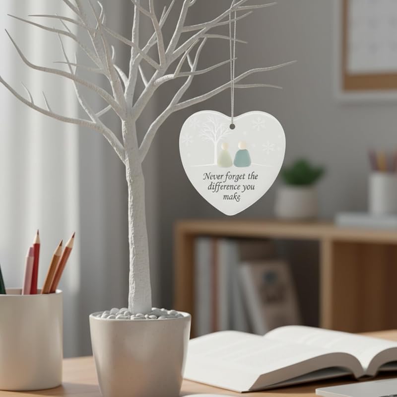 Friend Ornament - Double-Sided 3.5" Acrylic Heart with Never Forget the Difference You Make Quote