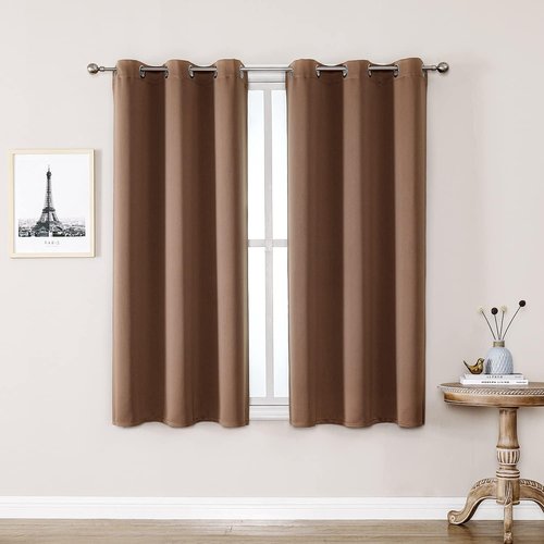 ChrisDowa Grommet Blackout Curtains - Thermal Insulated Room Darkening Panels, Cappuccino, 38W x 45L
