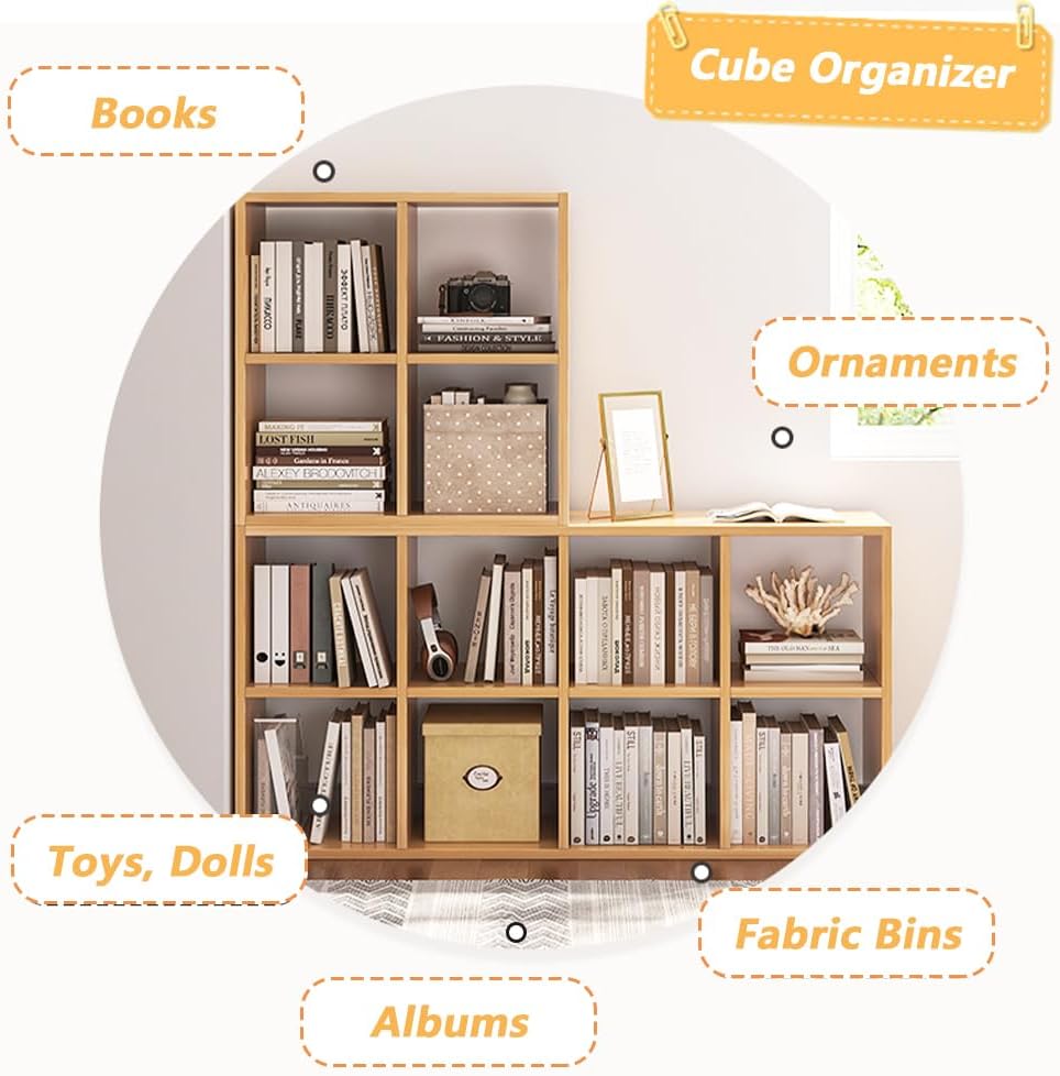 NELYE 8 Cube Organizer Bookcase - Stylish White Storage Bins & Open Shelf Design for Versatile Use