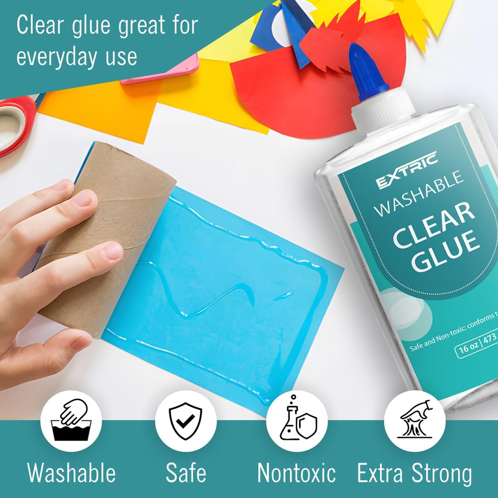 Clear Glue by Elmer's - Washable Liquid Glue 9 Ounces, Perfect for Slime, Crafts & School Projects