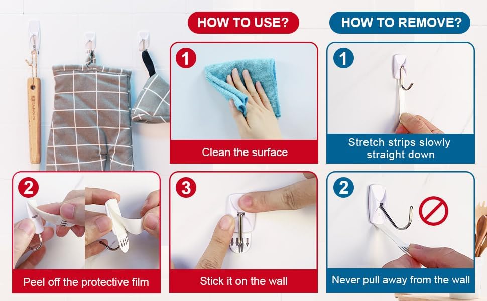 Sinfuo Heavy-Duty Wall Hooks - 32 Small Wire Hooks with 36 Damage-Free Adhesive Strips | Perfect for Keys, Coats, and More