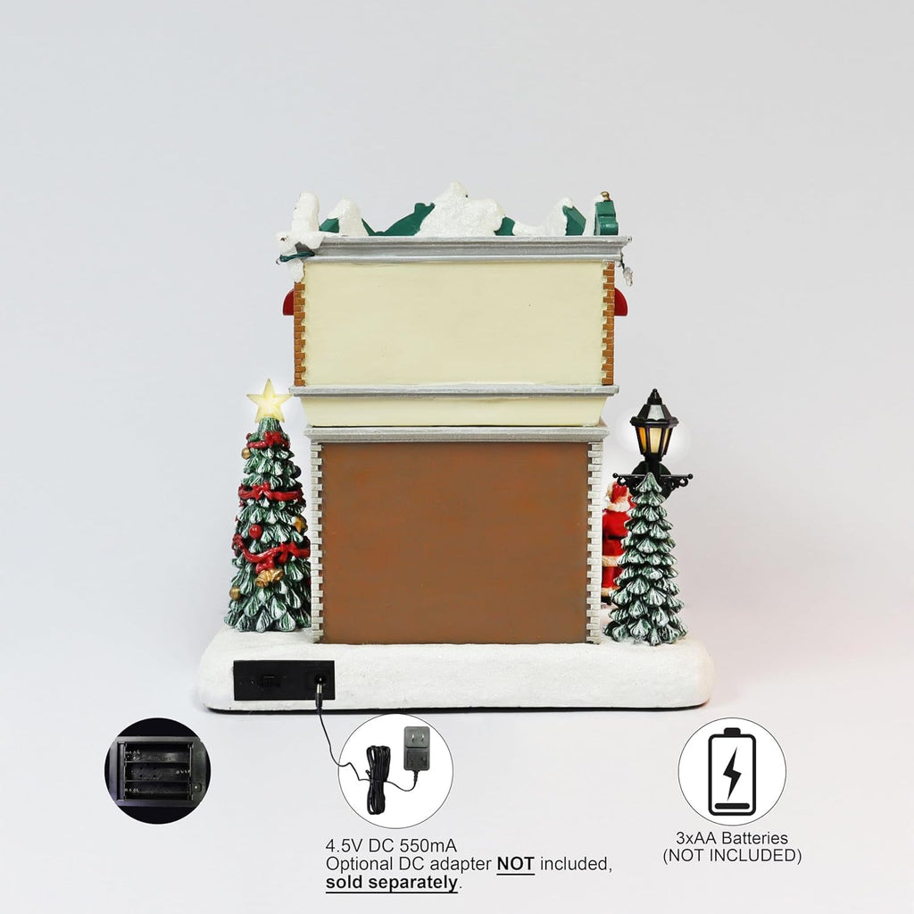 Moments In Time LED Musical Candy Store - 10.3” Light Up Christmas Village Scene | Plays 8 Classic Songs, Battery Operated